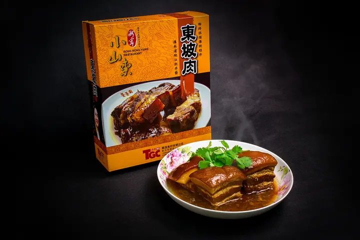 紅燒肘子禮盒側面與成品擺盤